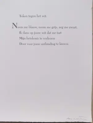 Arty Grimm - Cees Nooteboom - Tekens tegen het wit, tekst + zeefdruk kopen? Bied vanaf 75!