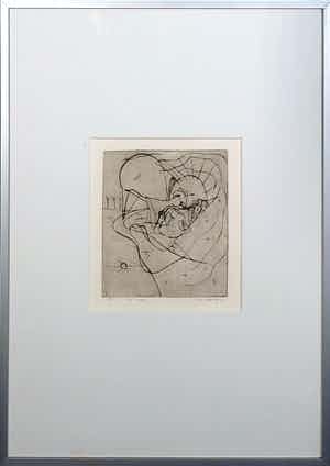 Henk Visch - Ets, De weg... nr 4 - Ingelijst verkocht voor € 1!