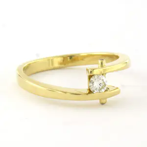 18k geel gouden ring met briljant geslepen diamant tot. 0.20ct – F/G - VS/SI kopen? Bied vanaf 625!