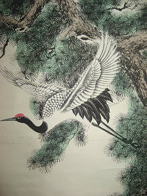 Niet of onleesbaar gesigneerd - De inktkleur van een handgeschilderde Ga schilderij levensduur kraan ChenMei陈枚《松 kopen? Bied vanaf 10!