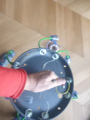 Borek Sipek - Plafonniere - 8 armig groen metaal met blauwe glaasjes kopen? Bied vanaf 125!