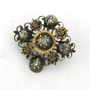 BWG geel met zilveren broche bezet met roos diamant tot. 0.10ct - G/H - SI kaufen? Bieten Sie von 110!