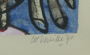 Corneille - Zeefdruk, Konijn op muziekpapier - Ingelijst kopen? Bied vanaf 120!