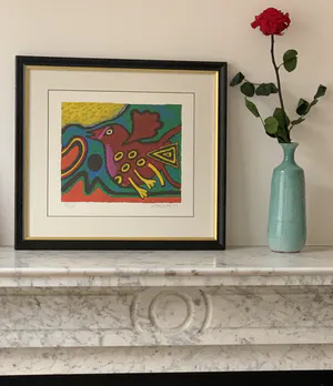 Corneille - Gesigneerde litho : Veelkleurige vogel - ingelijst kopen? Bied vanaf 300!