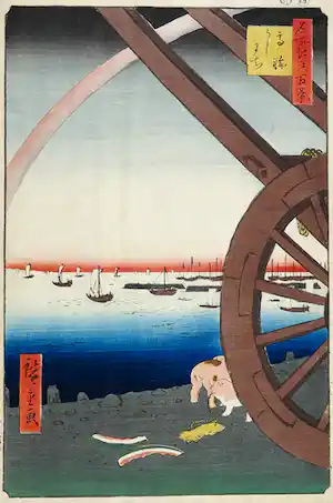 Utagawa Hiroshige (II) - Houtdruk, Ushimachi in het Takanawa district verkauft für € 60!