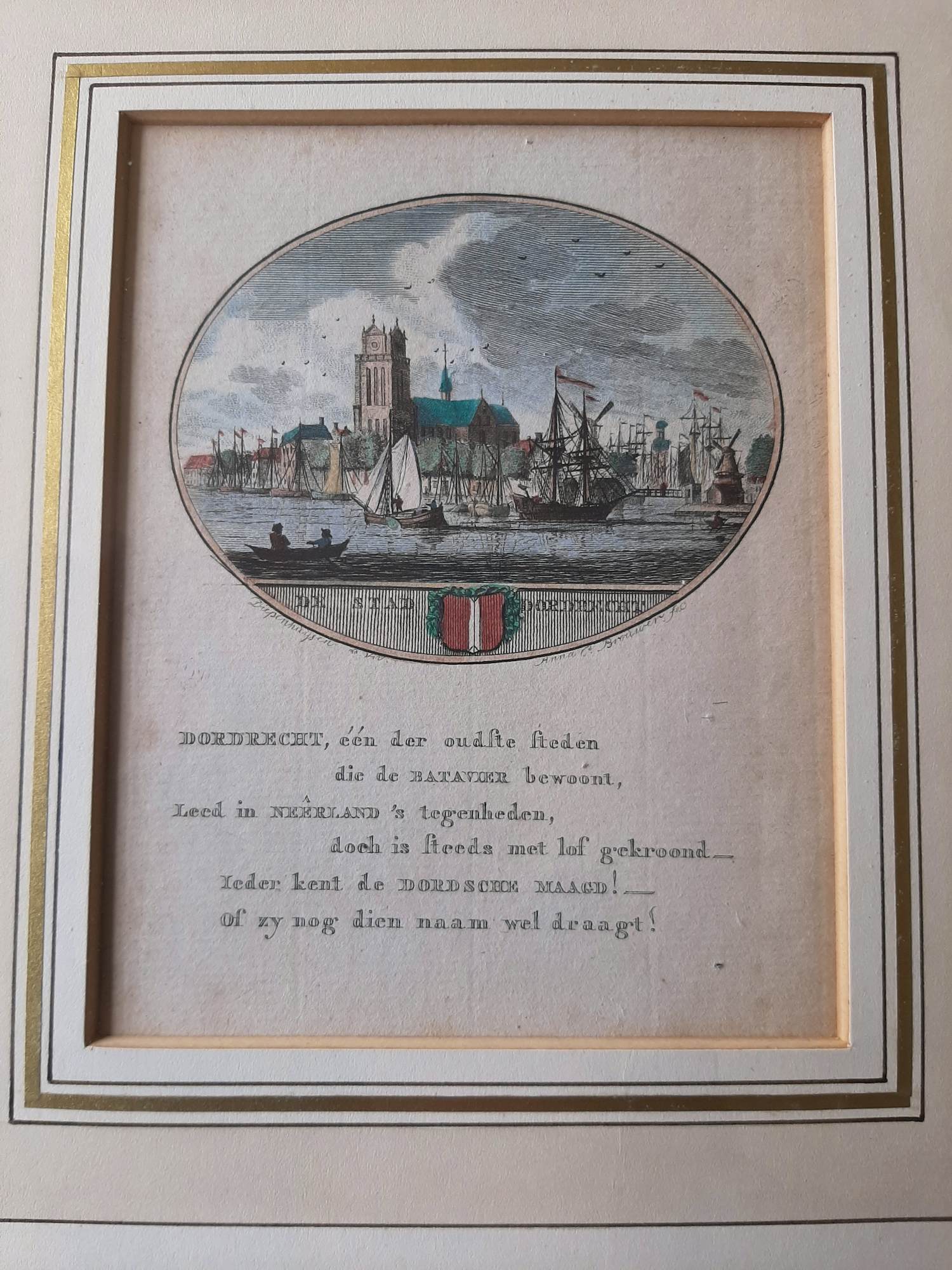 Anna Catharina Brouwer - 18e -eeuwse gravure, Gezicht op Dordrecht kopen? Bied vanaf 25!