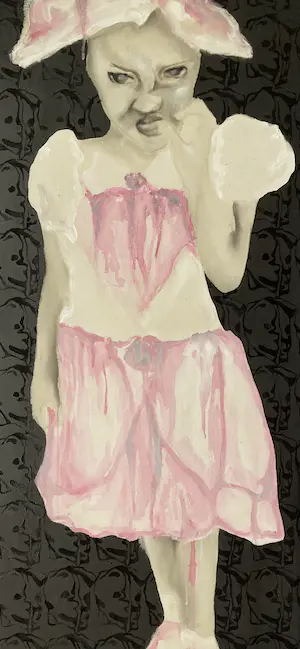 Niet of onleesbaar gesigneerd - kind tegen zwarte achtergrond - gemengde techniek op doek - gesigneerd kopen? Bied vanaf 1!