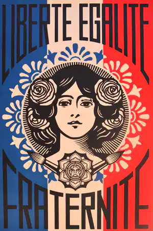 Shepard Fairey - LIBERTÉ, ÉGALITÉ, FRATERNITÉ - gesigneerd vendu pour 109€ !