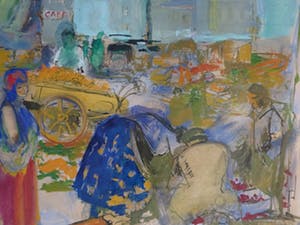 Niet of onleesbaar gesigneerd - Markt in een dorp, aquarel kopen? Bied vanaf 10!