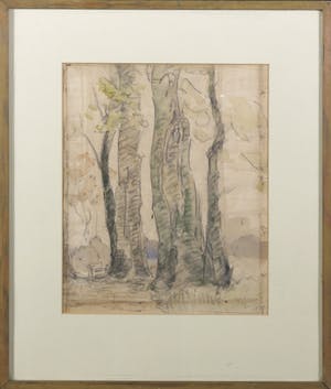 Gert Stegeman - Tekening / Aquarel, Landschap met bomenrij kopen? Bied vanaf 1!