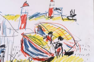 Anton Heyboer - Krijttekening, IJmuiden 1950 ... - Ingelijst kopen? Bied vanaf 250!