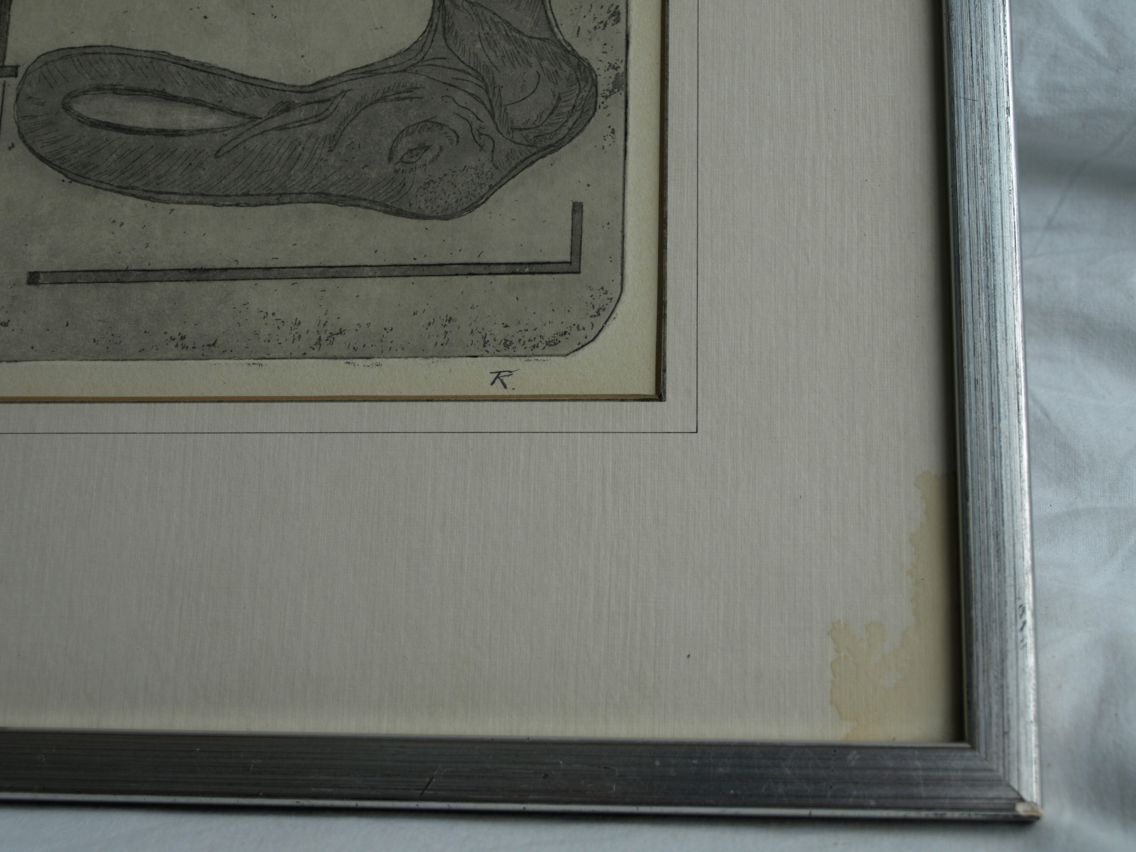 Niet of onleesbaar gesigneerd - Ets, Zonder titel – ingelijst  kopen? Bied vanaf 1!