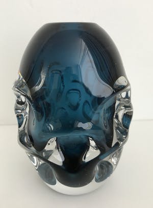 Jan Beranek - Skrdlovice glassworks zware blauwe designvaas kopen? Bied vanaf 20!