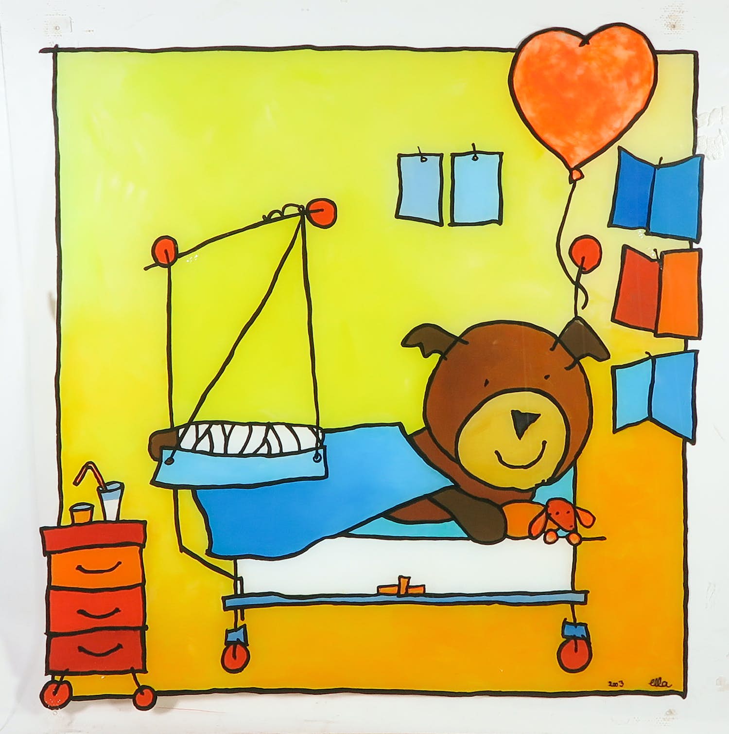 Ella Steenmeijer - Acryl op plexiglas, Kindertekening kopen? Bied vanaf 1!