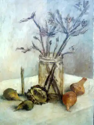Hanneke Nobel - Stilleven met gedroogde bloemen vendu pour 139€ !