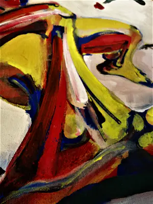 Niet of onleesbaar gesigneerd - Groot & Intrigerend expressionistisch schilderij "Naakt tussen de rozen" kopen? Bied vanaf 1!