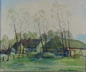 Jacques Pijnenborg - Gezicht op boerderij met bomen kopen? Bied vanaf 20!