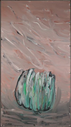 Henk Schuring - Olieverf op doek, Groen object - Ingelijst (Zeer groot) kopen? Bied vanaf 1!