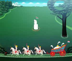 Willem Westbroek - Kleuren zeefdruk. Titel, "De Rijtoer". verkocht voor € 60!