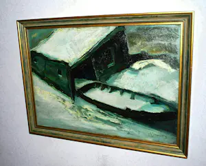 Johan Sonnenberg - botenhuis in de sneeuw - olieverfschilderij uit 1925 kopen? Bied vanaf 250!