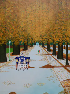 Jan Verheyen - herfst in Het Prater te Wenen. Naïve kunst. kopen? Bied vanaf 795!