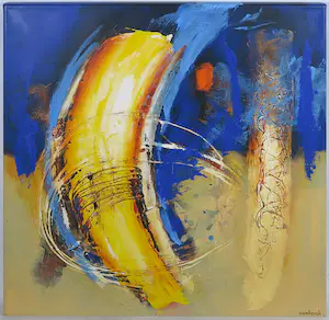 Hans Vanhorck - Acryl op doek, Abstract with yellow kopen? Bied vanaf 300!