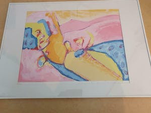 Ton van Kesteren - alweer afgeprijst : fraaie abstracte zeefdruk , ingelijst en gesigneerd kopen? Bied vanaf 19!