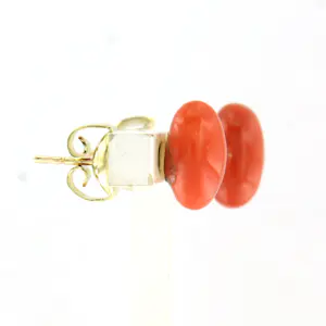 14k gouden oorknoppen bezet met koraal kopen? Bied vanaf 180!