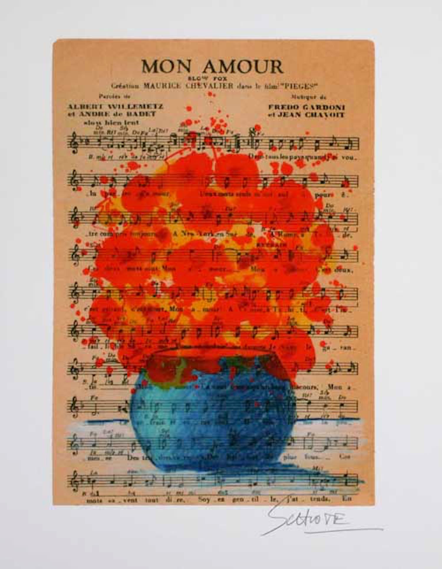 Wilhelm Schlote - Kleurengiclee MON AMOUR Handgesigneerd. verkocht voor € 40!