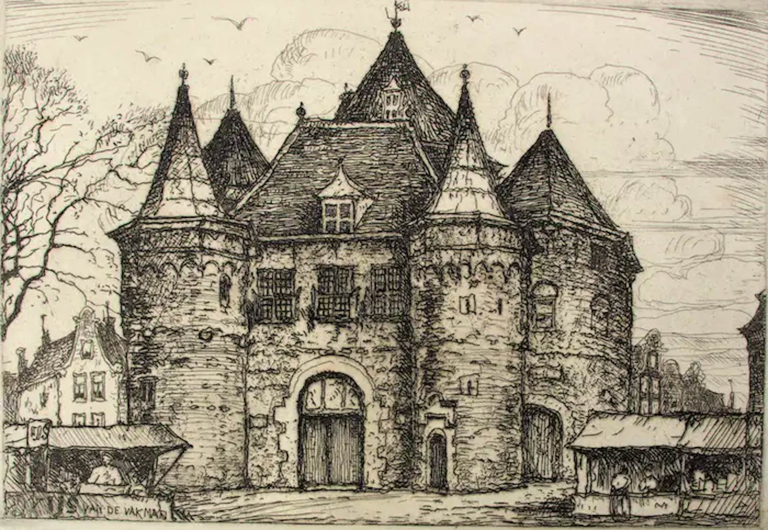 Jan Poortenaar - Ets: kasteel - 1945 kopen? Bied vanaf 49!
