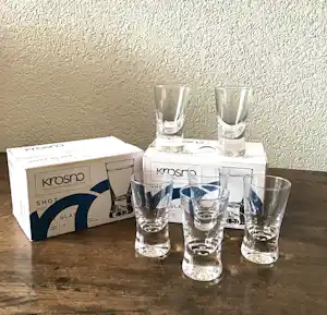 Krosno Glass S.A. - 12 stuks borrelglaasjes, in originele verpakking (2 maal6) verkocht voor € 20!