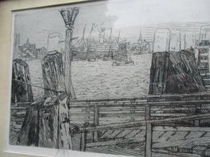 Antoon Derkzen van Angeren - Zicht op de Haven van Rotterdam 1908 kopen? Bied vanaf 65!