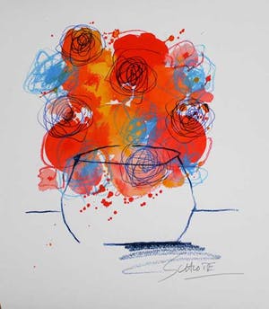Wilhelm Schlote - Kleurengiclee BLOEMEN Handgesigneerd. kopen? Bied vanaf 55!