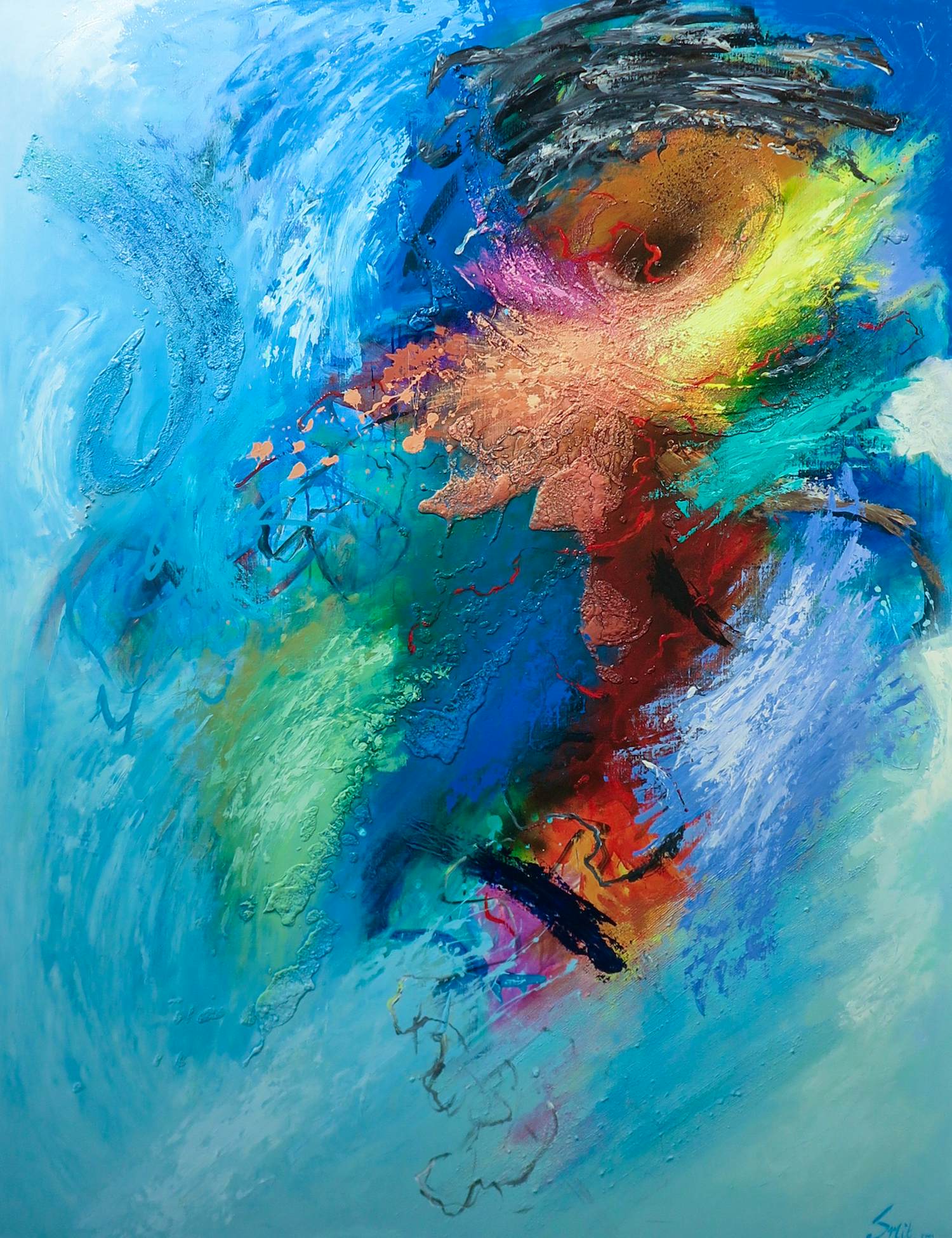 Koos Smit - Olieverf op doek, Black Hole (Zeer groot) verkocht voor € 250!