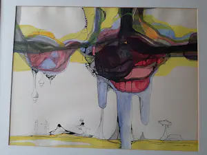 Lourens Lubbers - Gemende techniek, Dreigende wolken. kopen? Bied vanaf 45!