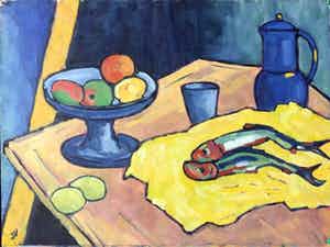 Jan Willem Versteeg - Still life with fish and lemons verkocht voor € 90!