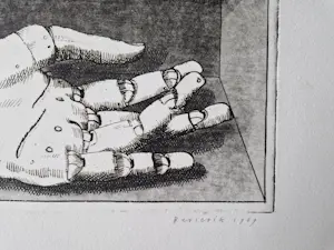 Herman Berserik - Grote monochrome 1969 "Ets "hand" - zeer kleine oplage (5/12) gesigneerd kopen? Bied vanaf 36!