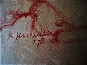 Niet of onleesbaar gesigneerd - Gesigneerde 19e Eeuwse RoodKrijt tekening "Liggend Naakt" kopen? Bied vanaf 10!