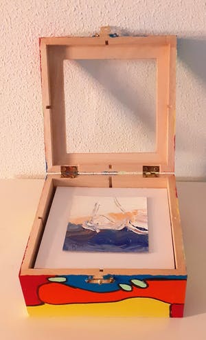 Piet van Riel - Kijkdoos met 15 schilderijtjes, origineel geschilderd kopen? Bied vanaf 99!