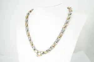 06 - Opvallende 14kt gouden Bi-color ketting - fantasie schakel - lengte 44 cm kopen? Bied vanaf 810!
