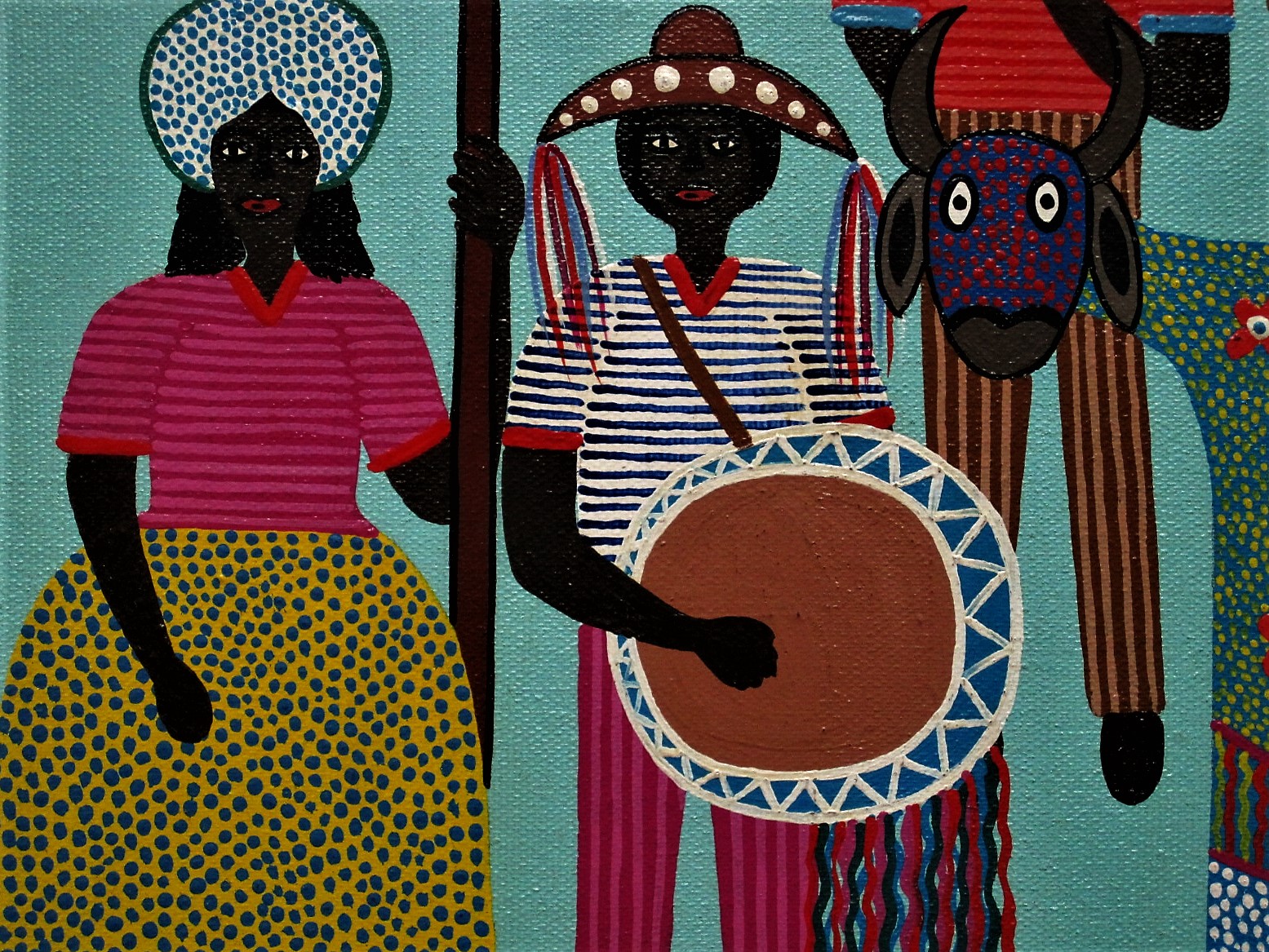 Niet of onleesbaar gesigneerd - Braziliaanse naieve kunst "Processie van Indianen" gesigneerd kopen? Bied vanaf 1!