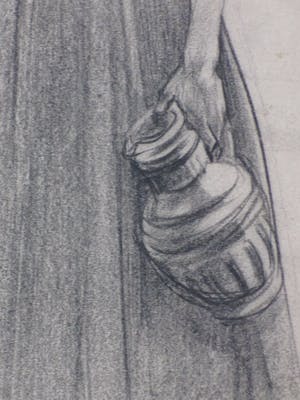 Niet of onleesbaar gesigneerd - Vrouw met drankkruik - Tekening kopen? Bied vanaf 1!