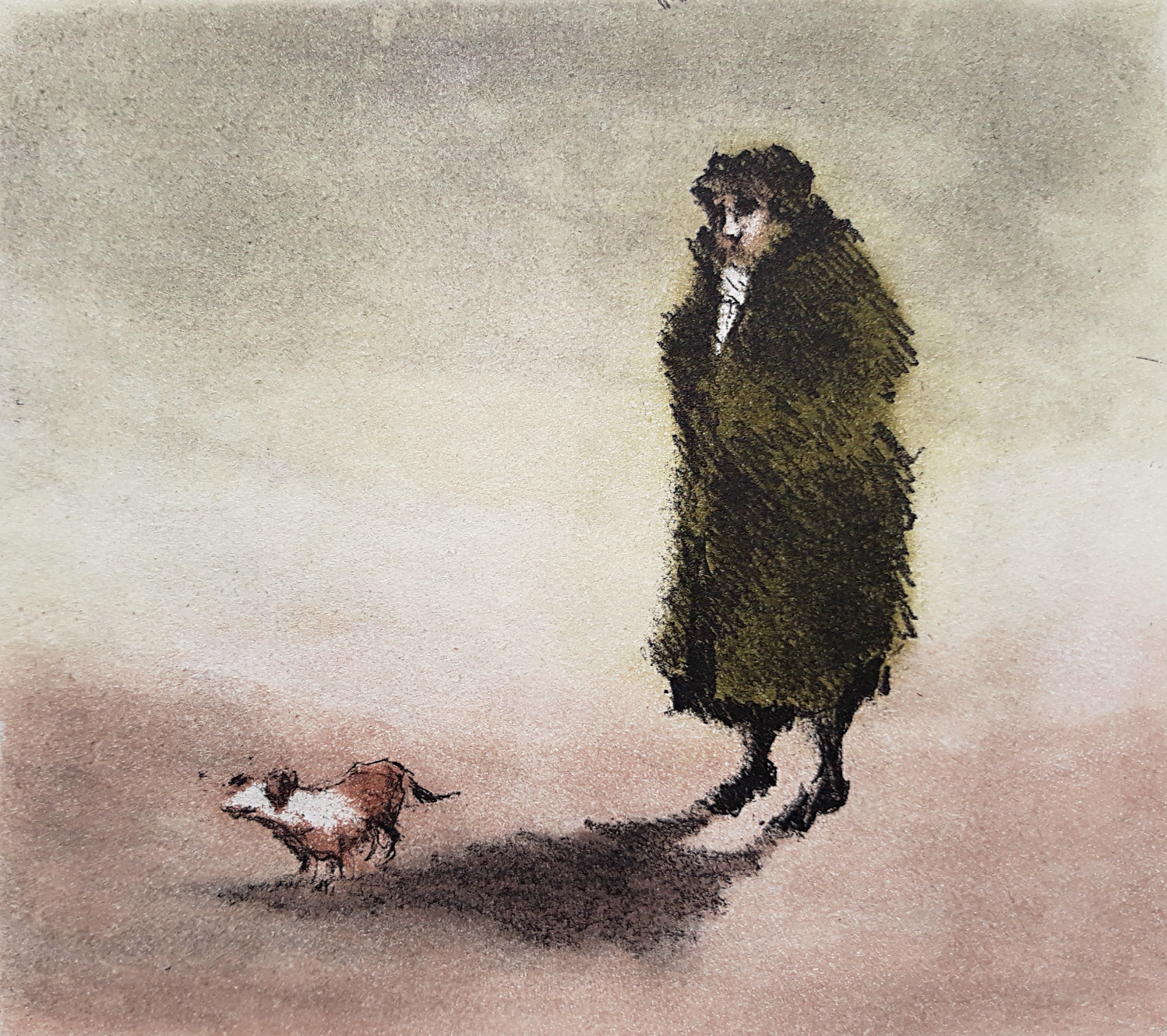 Mart Kempers - Vrouw met hondje, aquatint ets kopen? Bied vanaf 60!
