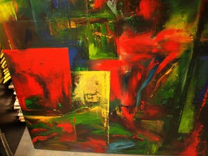 Niet of onleesbaar gesigneerd - Acrylverf op doek XXL , Abstract – 185 x 200 cm kopen? Bied vanaf 1!