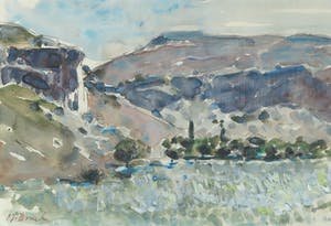 Piet van Boxel - Aquarel, Berglandschap kopen? Bied vanaf 1!