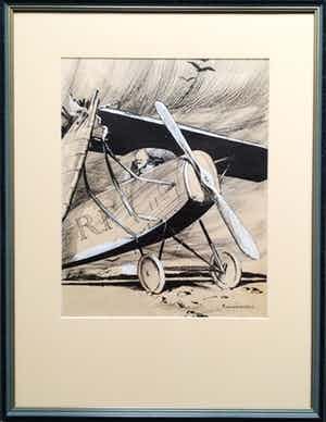 Piet van der Hem - Gemengde techniek op papier, - Ingelijst verkocht voor € 275!