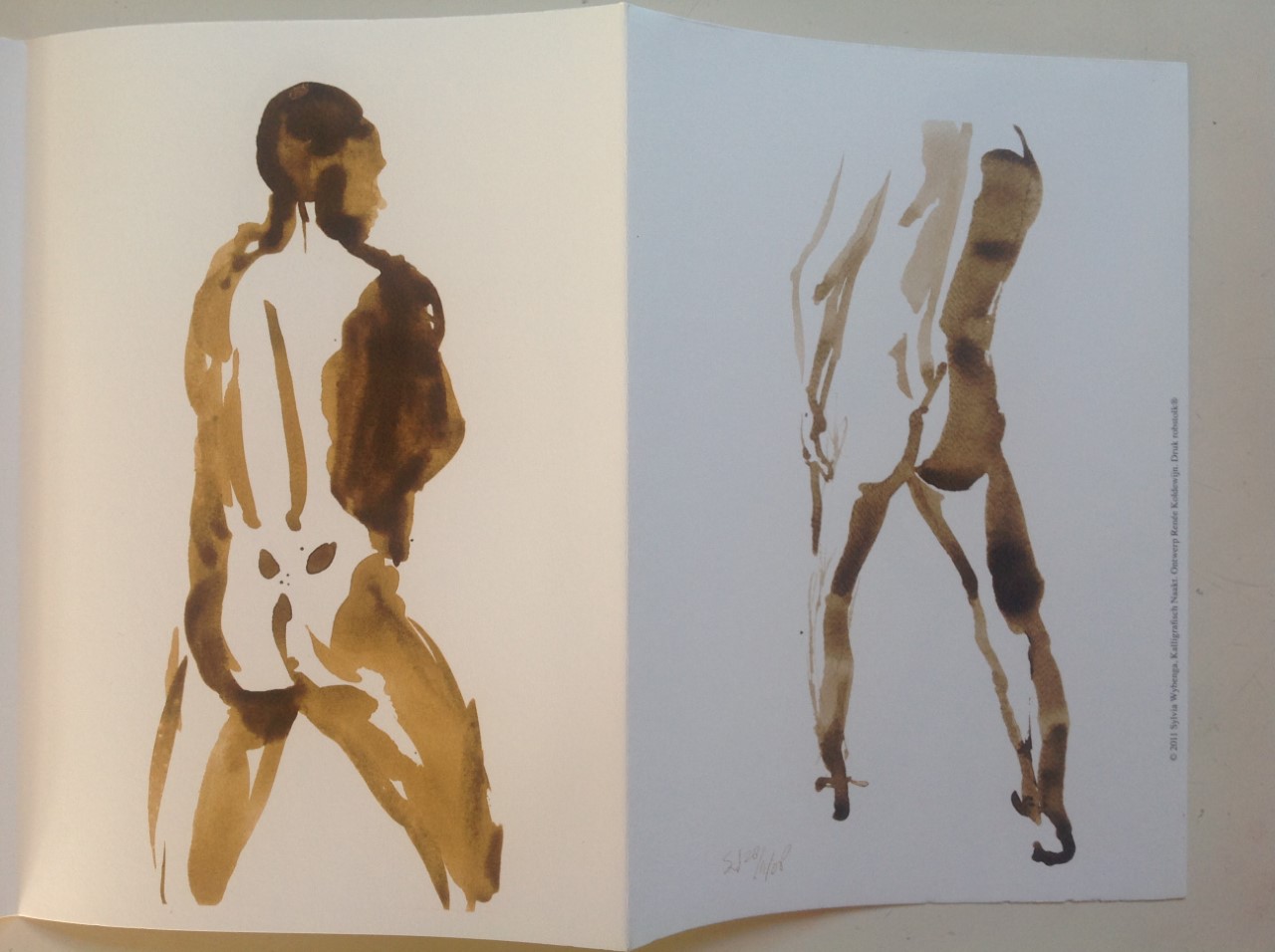 Niet of onleesbaar gesigneerd - Sylvia Wybenga - Kalligrafisch Naakt - 32 portretten kopen? Bied vanaf 1!