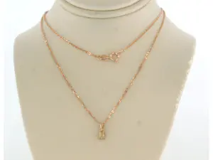 14k rosé gouden collier en solitair hanger met briljant geslepen diamant 0.10ct kopen? Bied vanaf 220!
