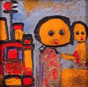 Giovanni Vetere - Fresco op board: figuren verkocht voor € 299!