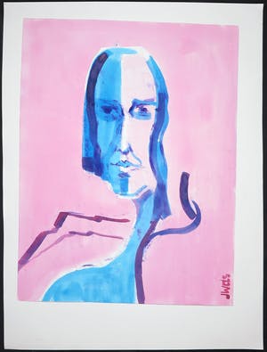 Joe Wols - Acryl op papier, Gezicht kopen? Bied vanaf 1!